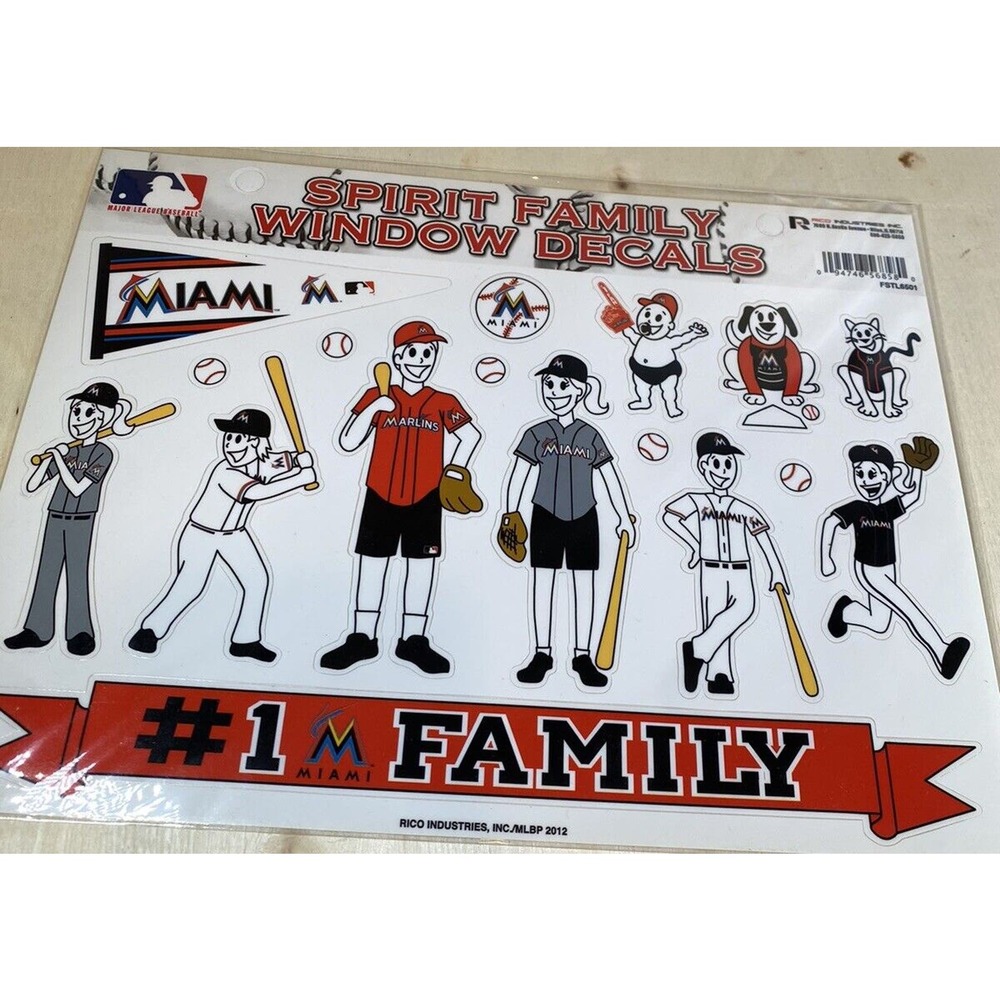 Miami Marlins MLB‎ Jumbo Family Decals -NEW Auto Car Stickers Emblems Florida